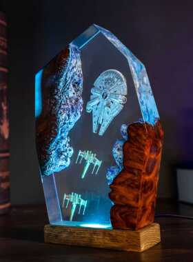 星球大战千年隼宇宙飞船树脂小夜灯氛围灯床头灯摆件毕业礼物
