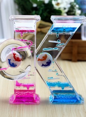 OK型创意双色油漏水滴水漏动感计时亚克力沙漏礼物摆件工艺装饰品