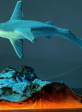 海底世界山脉景观溶洞锤头鲨鱼水母小夜灯床头灯氛围灯摆件礼物