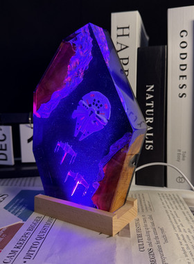 手工制作环氧树脂小夜灯氛围灯千年隼星球大战飞船桌面摆件礼物