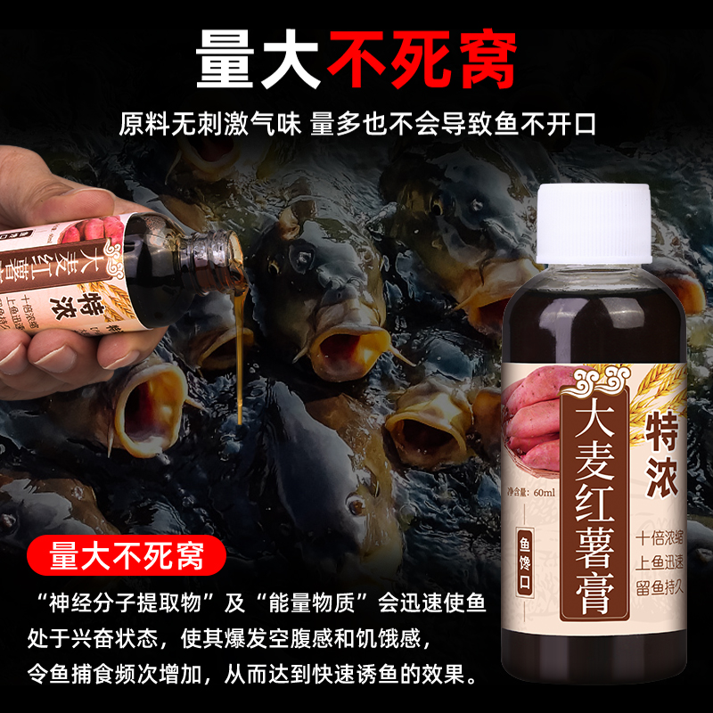 野钓黑坑鲫鲤鱼专用钓鱼小药特浓腥红虫液大麦红薯膏果酸饵料鱼饵 - 图2