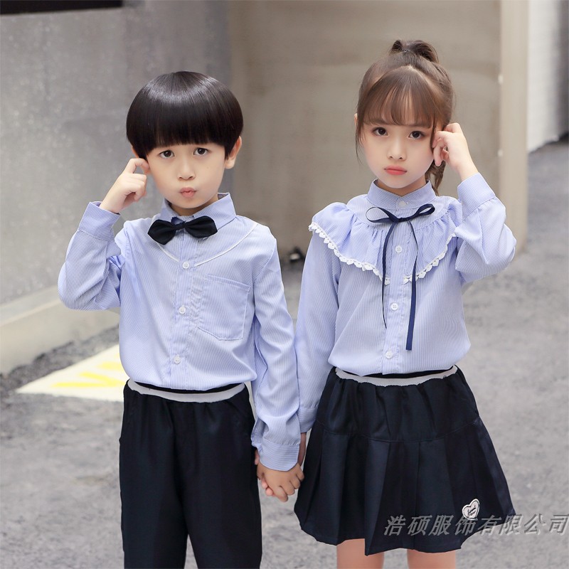 新款男女童套装校服中小学生大合唱演出儿童长袖表演服背带裤服装-图0