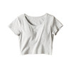 Padded short-sleeved high-waisted tight-fitting shirt