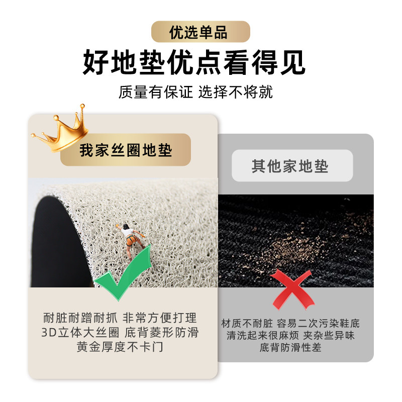 丝圈地垫入户门垫家用进门口防滑脚垫加厚耐脏免洗垫子可裁剪地毯,淘宝优惠券,粉丝福利购,淘宝优惠卷
