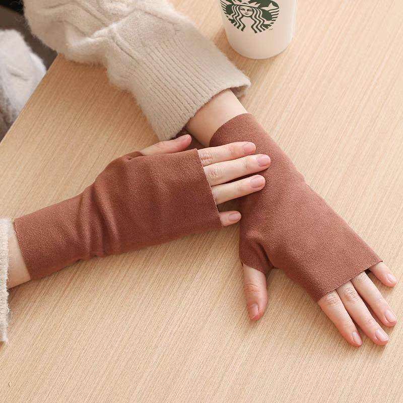 德绒半指手套女冬季半截漏手指加绒保暖防寒开车学生写字连指触屏,淘宝优惠券,粉丝福利购,淘宝优惠卷