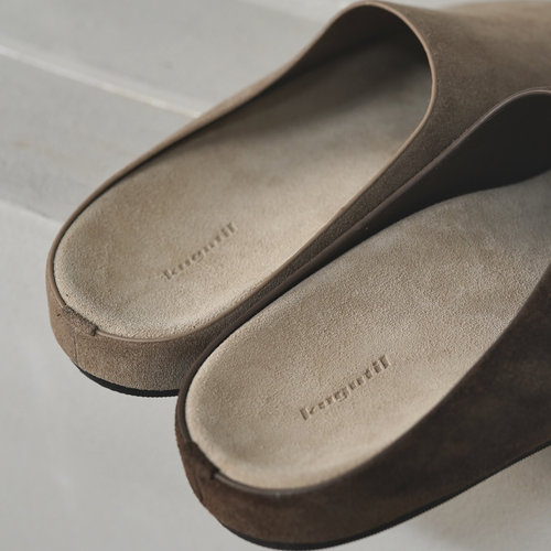 枯骨进口高丝光牛皮反绒穆勒博肯半拖休闲百搭舒适极简包头拖鞋 - 图2