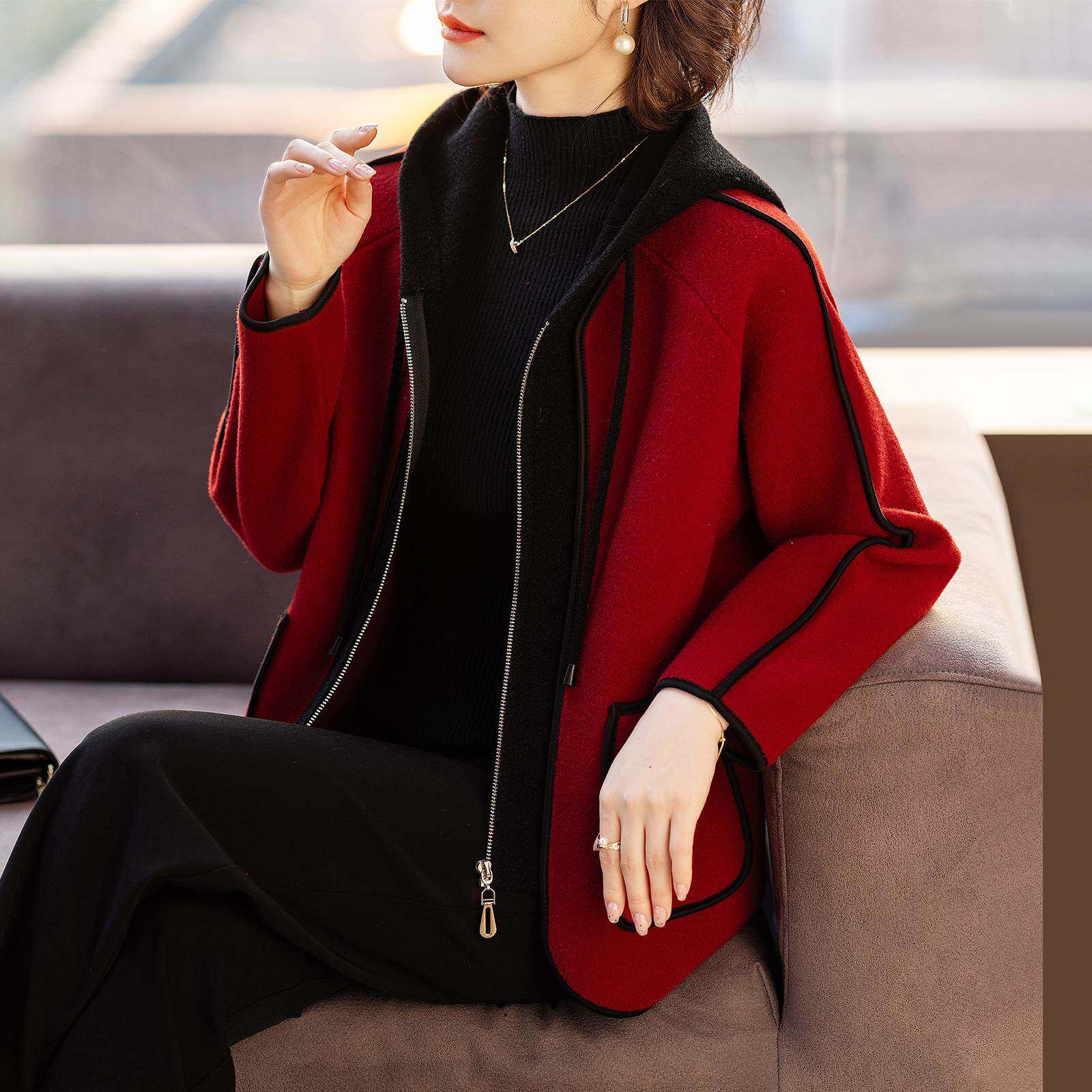 妈妈春秋外套洋气本命年红色过年衣服婆婆春装中老年人女2026新款
