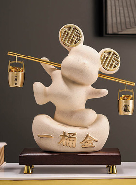 创意福熊摆件一桶金家居饰品