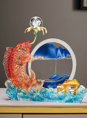 新中式鱼跃龙门流沙画摆件装饰品