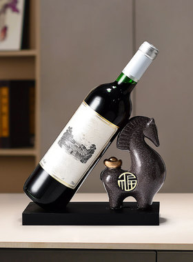 新中式马上有钱装饰摆件红酒架
