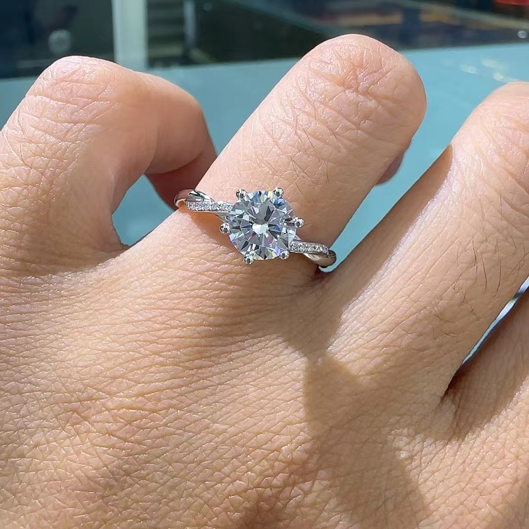 藤蔓麻花六爪培育钻石订婚钻戒指托定制求婚礼物轻奢显大高级精致 - 图2