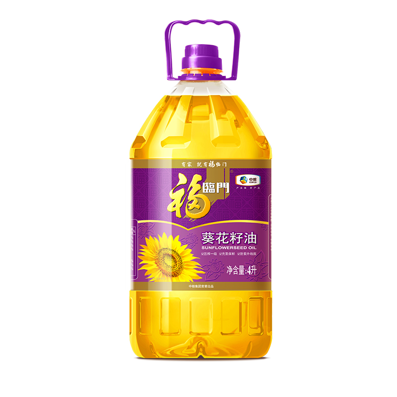 中粮福临门压榨一级葵花籽油清淡健康食用油物理压榨4L/桶大桶油 - 图0