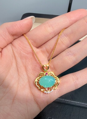 黄金色项链古法项链毛衣链锁骨链项链沙金镶钻点钻镶钻如意吊坠