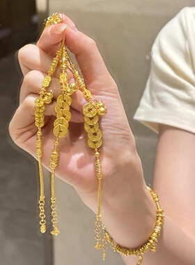 金店同款沙金仿真金五帝钱葫芦手链女款轻奢高级感手串新中式手饰