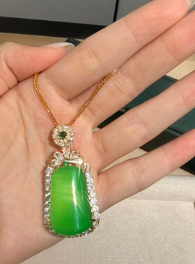 黄金色项链古法项链毛衣链锁骨链项链沙金镶钻点钻玛瑙小方瓶吊坠