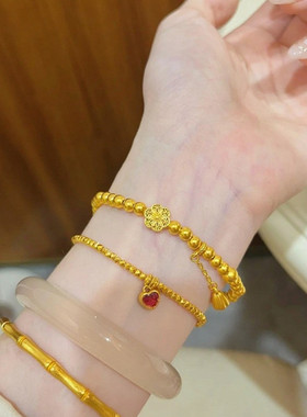 金店同款沙金仿真金六相花福子手链女款轻奢高级感手串送女友礼物