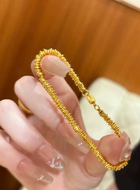 金店同款沙金仿真金碎金子手链女款轻奢高级感手串送女友