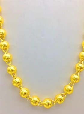 越南沙金999仿真金圆珠大金项链