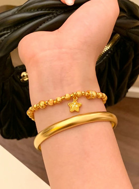 金店同款沙金仿真金猫眼珠拉丝手链女款轻奢高级感手串送女友礼物