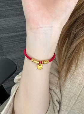 金店同款沙金仿真金盘缠小胖福手链女款轻奢高级感手串送女友礼物
