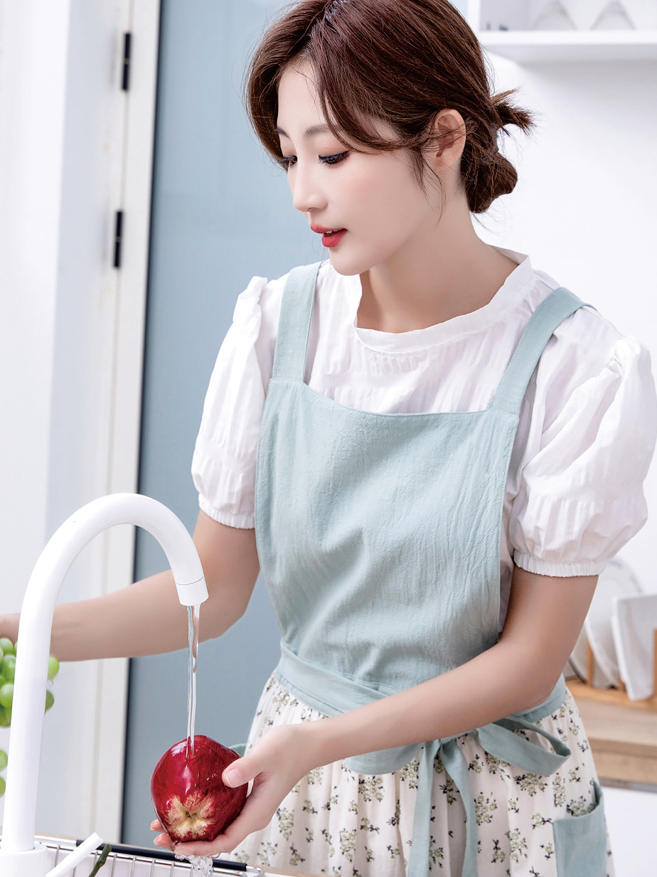 围裙家用厨房 纯棉夏季薄款女士漂亮韩版新款工作罩衣时尚围腰