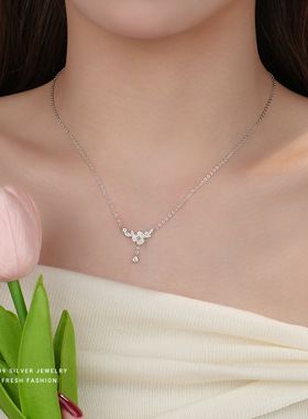 轻奢锆石森系S999纯银栀子花项链