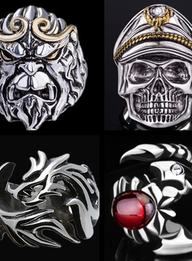 至尊龙戒！男士戒指骷髅头单身
