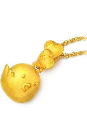 本命年双心形欧币风小鸡硬黄金