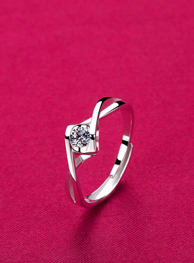 日韩风仿真结婚白金饰品活口戒指