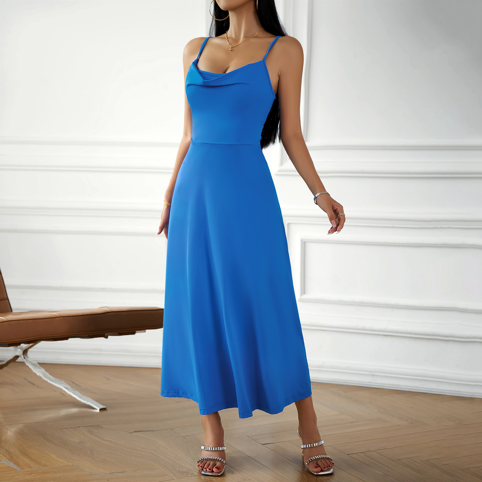 2024 Women's Casual Style Dress Solid Color Sexy Slip Dress - 图1