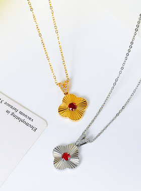 2025新款不锈钢女士项链配饰不掉色彩色简约东莞钛钢饰品锁骨链