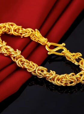 霸气龙头宽边加厚粗链子手链2026镀仿金痞帅潮男镂空金色老板
