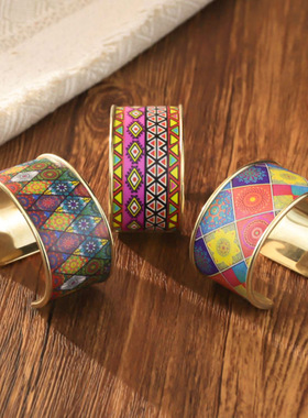 2026NFC感应波西米亚曼陀罗花朵手镯男女民族风海边度假开口手环