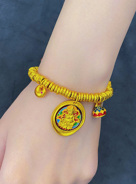 2026新款女式黄财神多宝锤纹盘缠手链古法编绳轻奢设计感国风手串