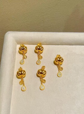 2025女款复古沙金点钻流苏南瓜吊坠完事不南金瓜满盈硕果累累项链