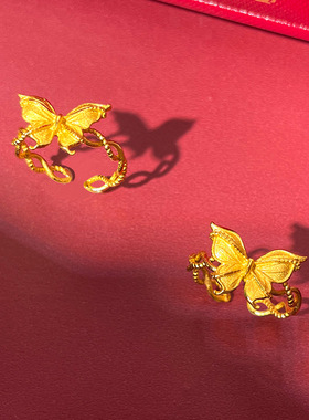 金店款时尚简约沙金仿真戒指蝴蝶镀黄金戒子订婚三金沙金女送