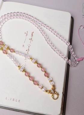 泰国佛牌链子草莓晶圆珠项链女士毛衣链唐卡吊坠水晶挂链快拆挂扣