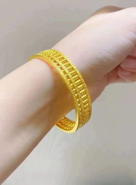 经典古风闭口算盘手镯铜镀金镯子流行国风设计感婚嫁饰品女款