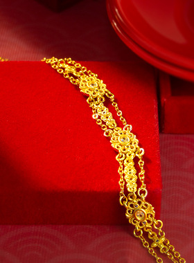 复古宫廷风设计镶嵌锆石手链花丝仿黄金手链女2026沙金直播