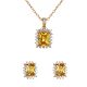 Colorful gem inlaid zircon square necklace copper sand gold light luxury fashion versatile European and American jewelry gift high-end jewelry