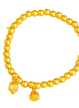 黄金色强保色沙金福满莲华节节高升绣球珠手链新女式弹力百搭手串