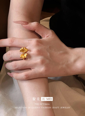 2025越南沙金甜美俏皮蝴蝶戒指百搭高级感蝴蝶活口指环送女友礼物