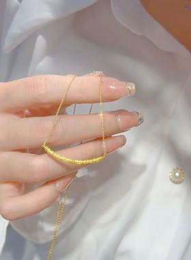 黄金色古法沙金黑神话悟空如意金箍棒项链女式祥云纹一体链锁骨链