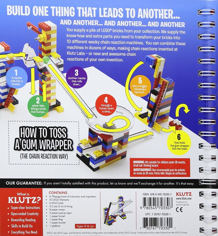 预售 英文原版 进口手工书 Klutz Lego Chain Reactions 乐高创造令人惊奇的可动机械 手工DIY玩具操作书 小学STEM辅导用书 附配件 - 图0