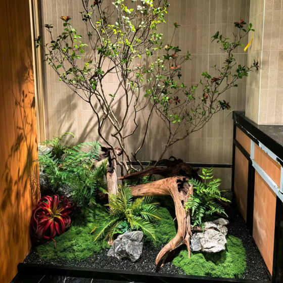 Mountain style green plant and flower decoration simulated green plant table