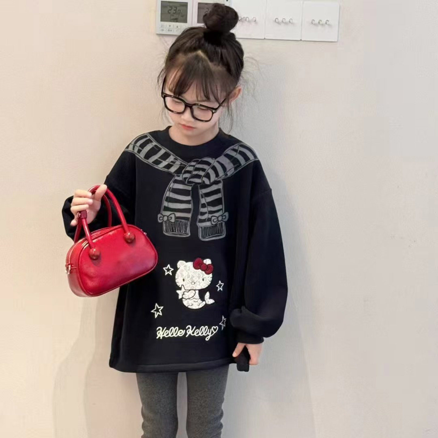 女童秋冬加绒卫衣套装童装新款女孩洋气中长款卫衣外套打底裤两件,淘宝优惠券,粉丝福利购,淘宝优惠卷