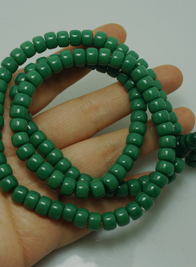 藏风馆 藏式风格108颗扁珠绿琉璃佛珠 手持把玩念珠车载佛珠礼物