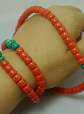 藏风馆 藏式风格108颗藏式扁珠琉璃佛珠 念珠 适合手持把玩