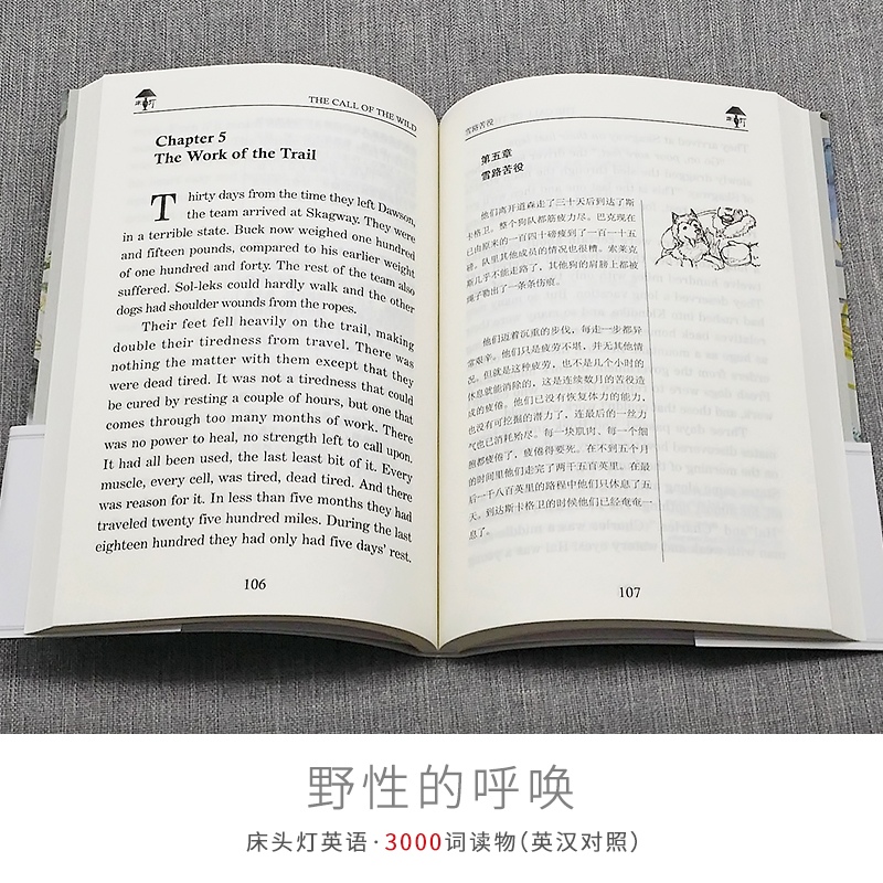 床头灯英语3000词野性的呼唤中英文对照世界名著双语版读物中文英汉互译系列读本初中高中生课外阅读书虫牛津原版小说原著双译书L - 图2