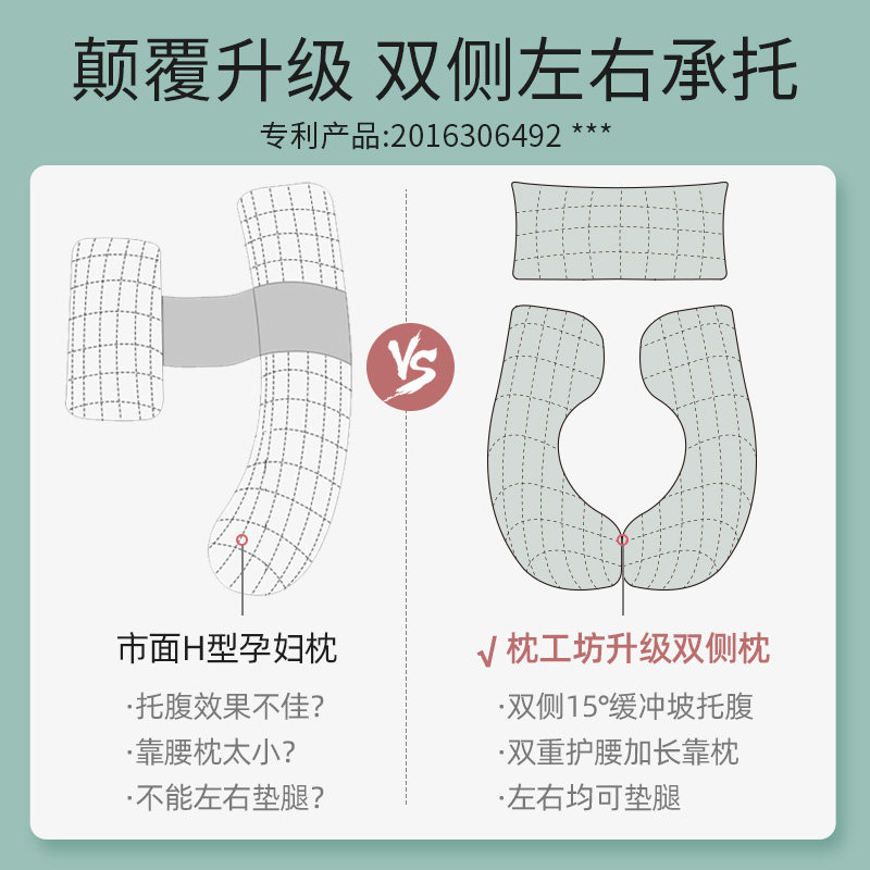 护腰侧睡枕睡觉孕期u型孕妇枕头 枕工坊护腰枕